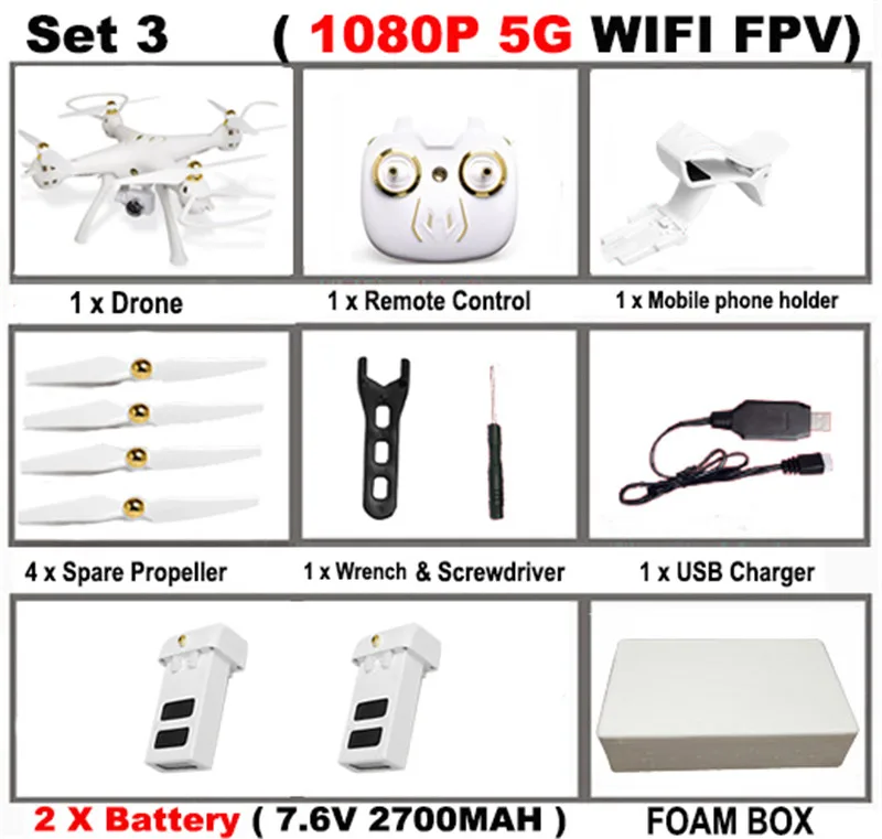 Set3 Attop W8 Встроенный gps Радиоуправляемый Дрон с 1080P 5G wifi HD камерой FPV Follow Me объемный режим удержания высоты RC Квадрокоптер игрушка для детей - Цвет: Set3