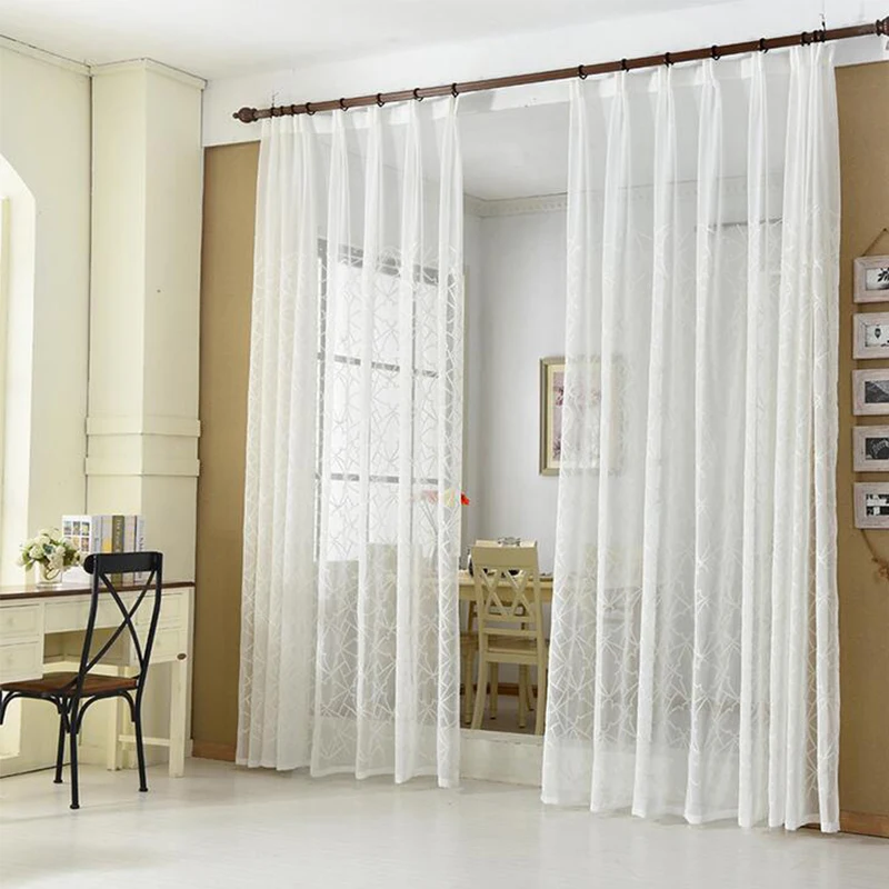 3 м настроить тюлевые ткани хлопок 280 см высокая Геометрия вышитые Sheer окна шторы