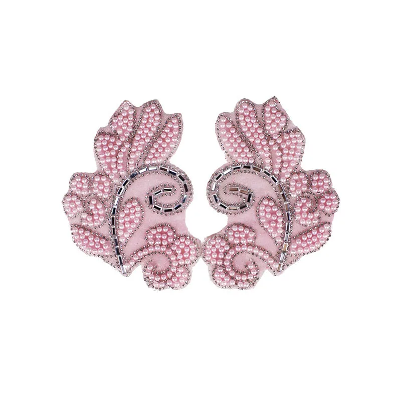 Аппликация из розового кристалла с зеркальными бусинами 10 пар нашивки утюгом