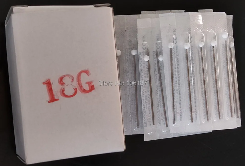 18 г стальной материал для пирсинга тела стерильный Needles100 шт одноразовый пирсинг