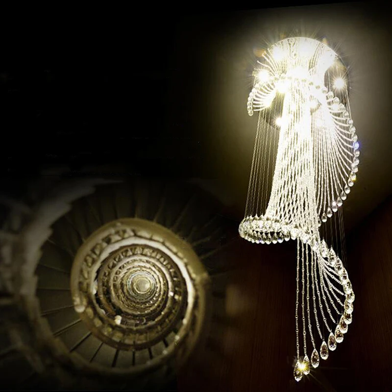 値段 Jmmxiuzモダンラグジュアリー大クリスタル高級シャンデリア長い階段スパイラル照明器具用ホテルリビングルームのヴィラ