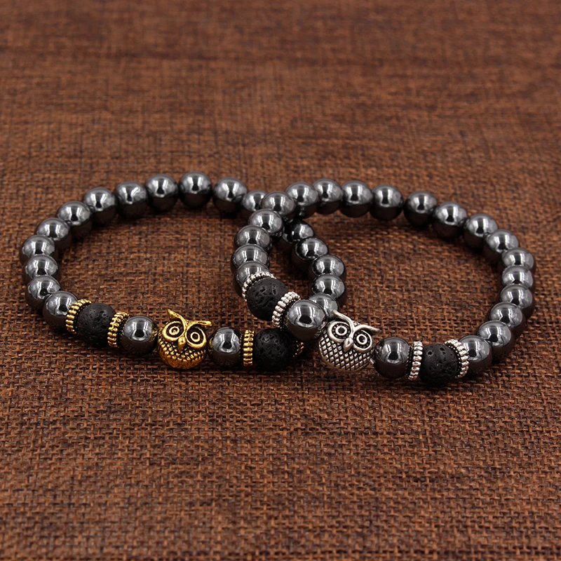 Браслеты Из Натурального Гематита античные золотистые и Серебристые браслеты с