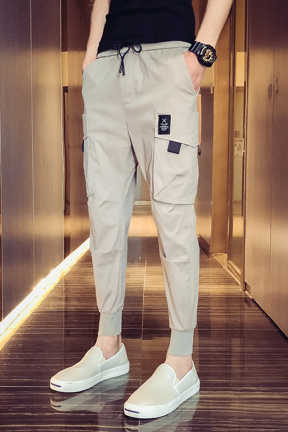 

28-36!! Summer Korean Slim Men's Casual Pants Teen Tide Men Harlan Pants Nine Pants Hair Stylist Youth Pants.