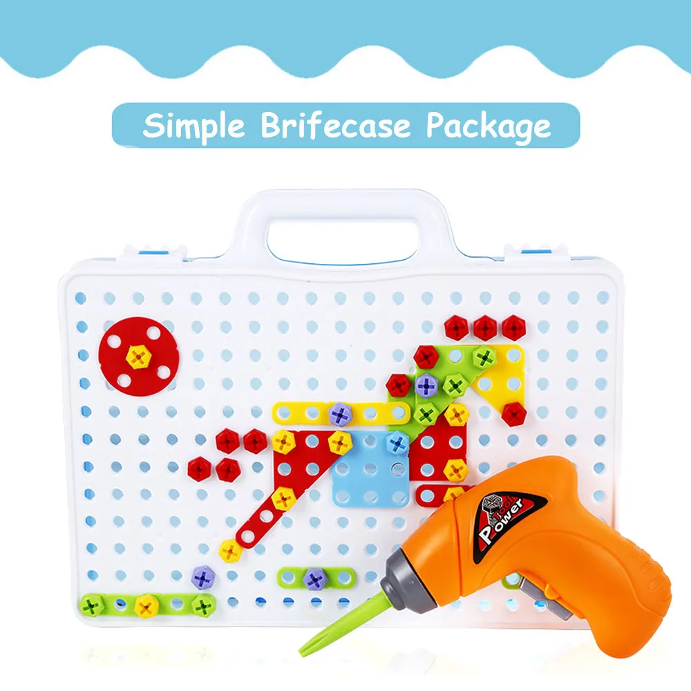 simple brifecase Дети игрушечные дрели творческий электрические сверла шурупы головоломки собраны мозаичный узор здания игрушечные лошадки Ролевые Игры развивающие - Цвет: simple brifecase