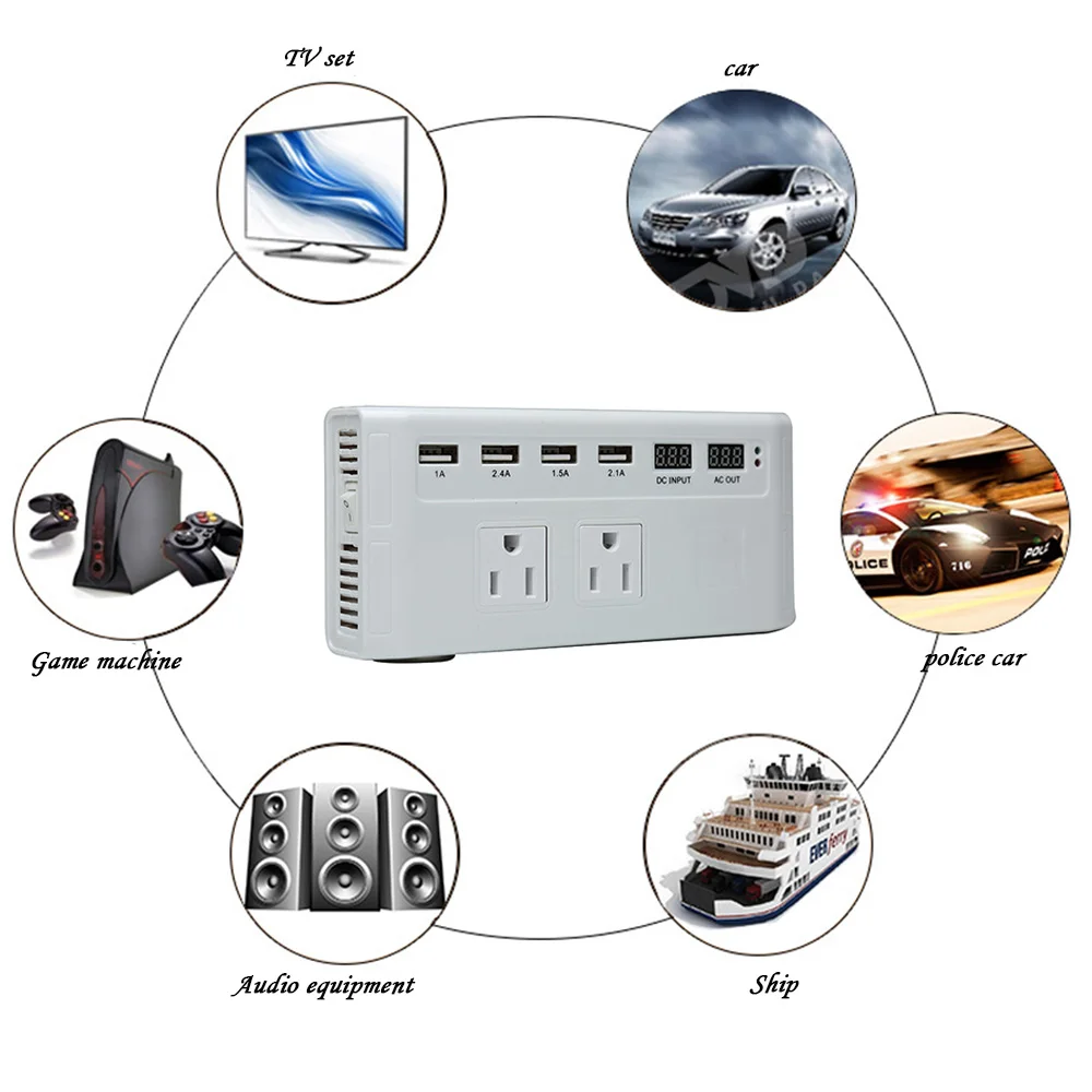 AOSHIKE автомобильный инвертор 12 В 220 В 4 USB Автомобильные аксессуары инвертор модифицированный синусоидальный адаптер для ноутбука двойной цифровой дисплей переключатель