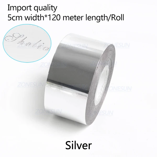 silver ZONESUN 5 см золото серебро фольги рулоны кожа бумага горячего тиснения фольги теплопередача анодированная позолоченная бумага - Цвет: silver