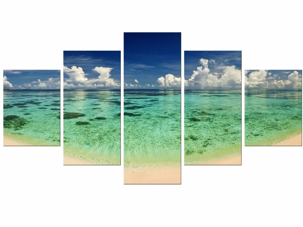 5 шт. настенные картины на холсте морская волна | Дом и сад