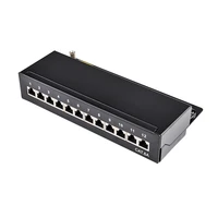 mini desktop cat 6a 12 port patch panel full shielded available for wall mounting bottom plate with wall mount screw holes