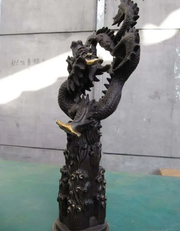 21 дюймов китайский regius дворец бронзовый резные favonian лаки Fly статуи дракона|statue of