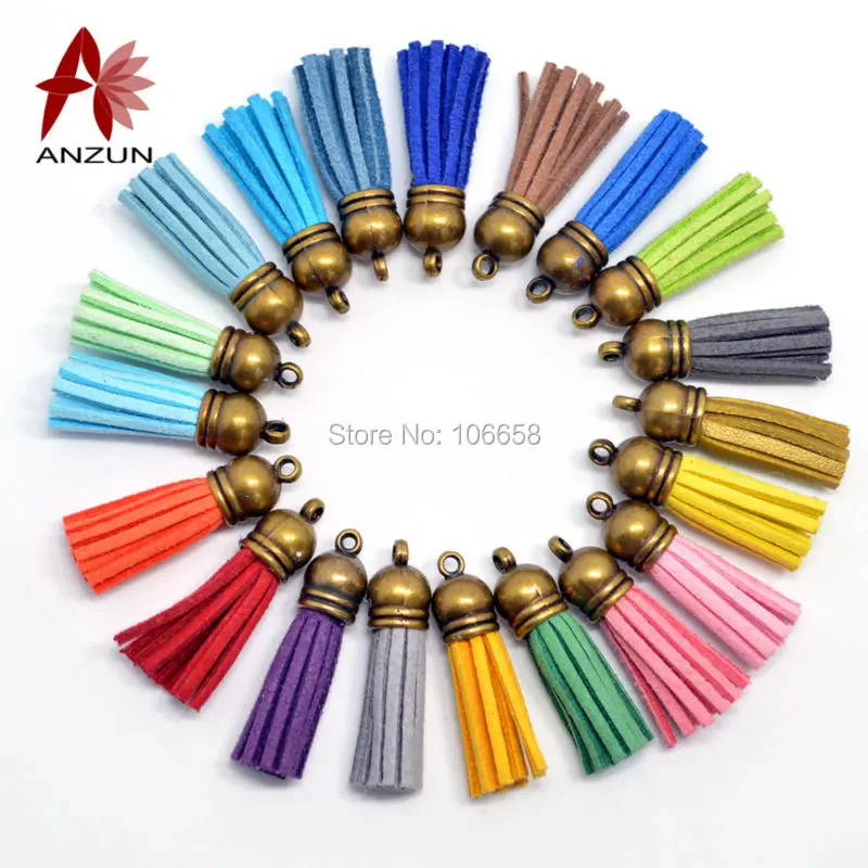 10 шт. плоский шнур из искусственной кожи с кисточками античная бронза|bronze|bronze