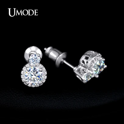 UMODE Позолоченные небольшие серьги гвоздики с 0.5см и 0.3см цирконием Новинка Серьги