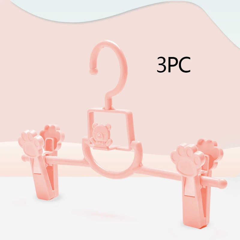 Pink-T-3pc Выдвижные детские вешалки из толстого пластика, прочная Детская полка для одежды, детская сушилка с героями мультфильмов, нескользящая вешалка для взрослых без следа - Цвет: Pink-T-3pc