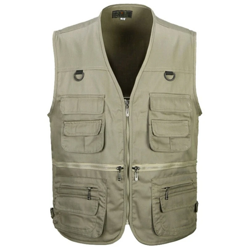 Мужской зеленый военный жилет и черный цветной с несколькими карманами для