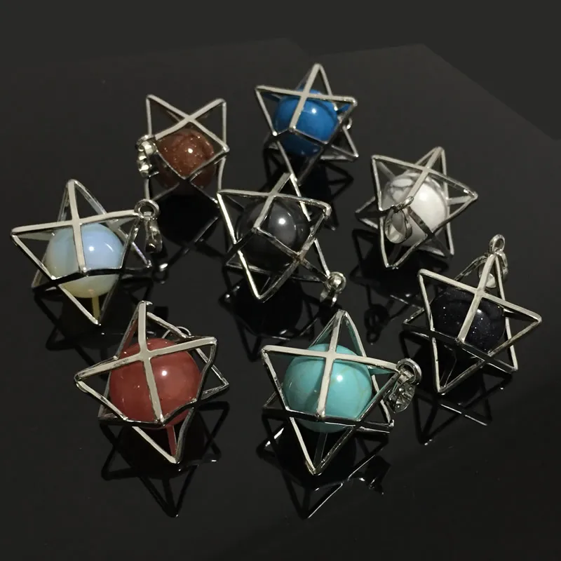 Ретро Подвески Merkaba Religion натуральный камень Reiki исцеляющий кулон полые звезды