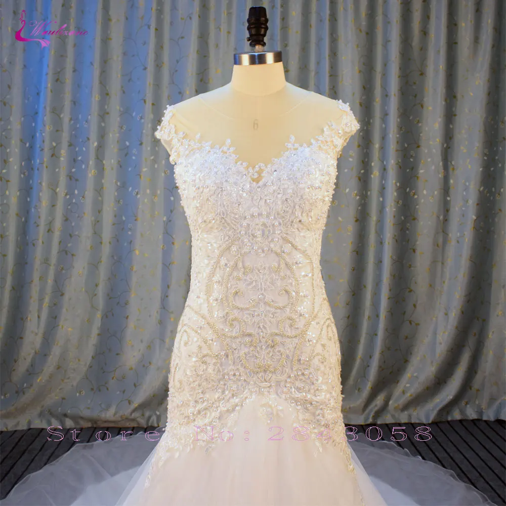 Waulizane милая органза русалка свадебные платья Аппликации мягкий тюль Часовня