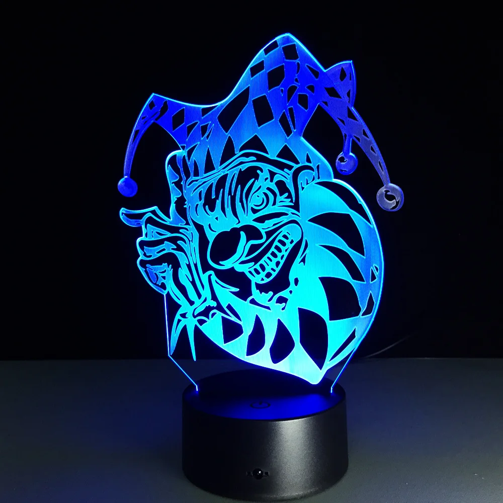 7 Color Lamp Halloween Clown 3d Visual Led Night Lights For Kids Touch Usb Table Lampara Lampe Baby Sleeping Nightlight Lampes | Освещение