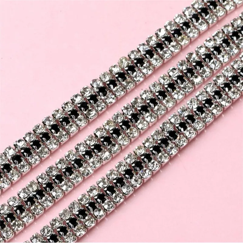 5 ярдов прозрачные и черные стразы блестящие аксессуары для шитья RT0016 | Дом сад