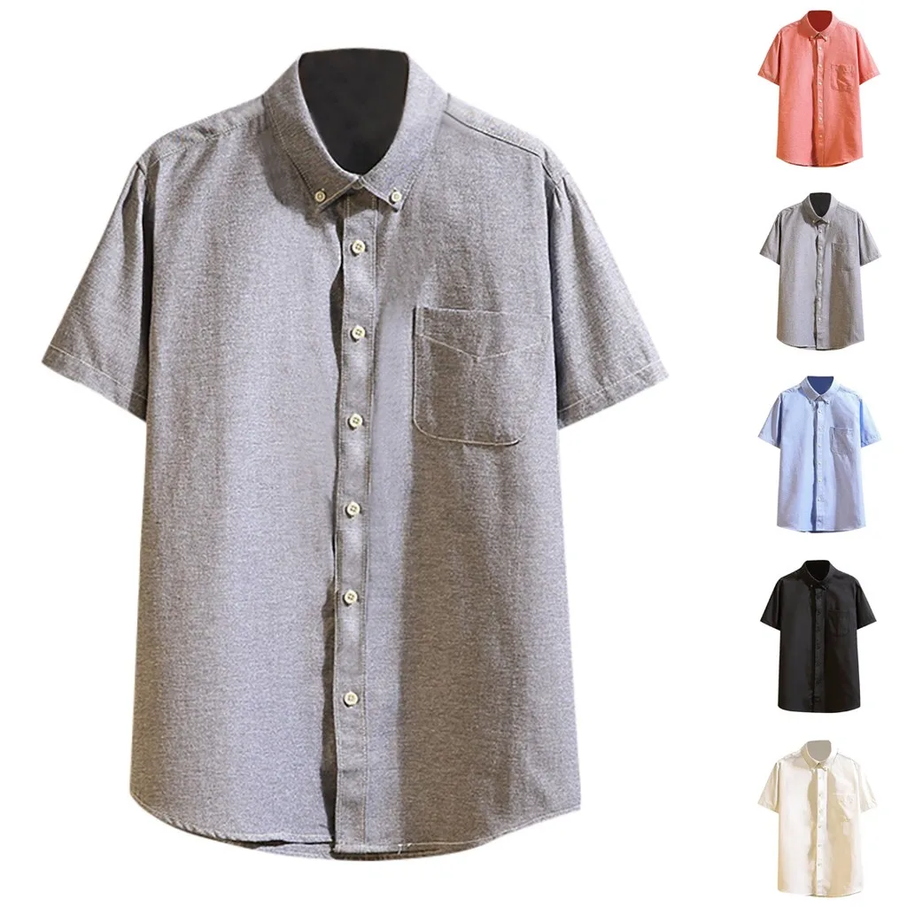 Рубашка c0520 мужская с карманами Повседневная блуза из сукна пуговицами в стиле