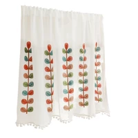 home decor european style voile curtains for living room flat window curtains short cafe curtains white tulle leaves embroidered