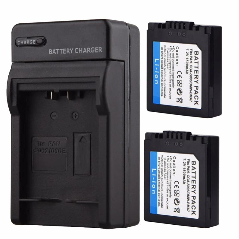 2X1500mAh Bateria CGA-S006E запасная батарея для цифровой камеры с настенным зарядным