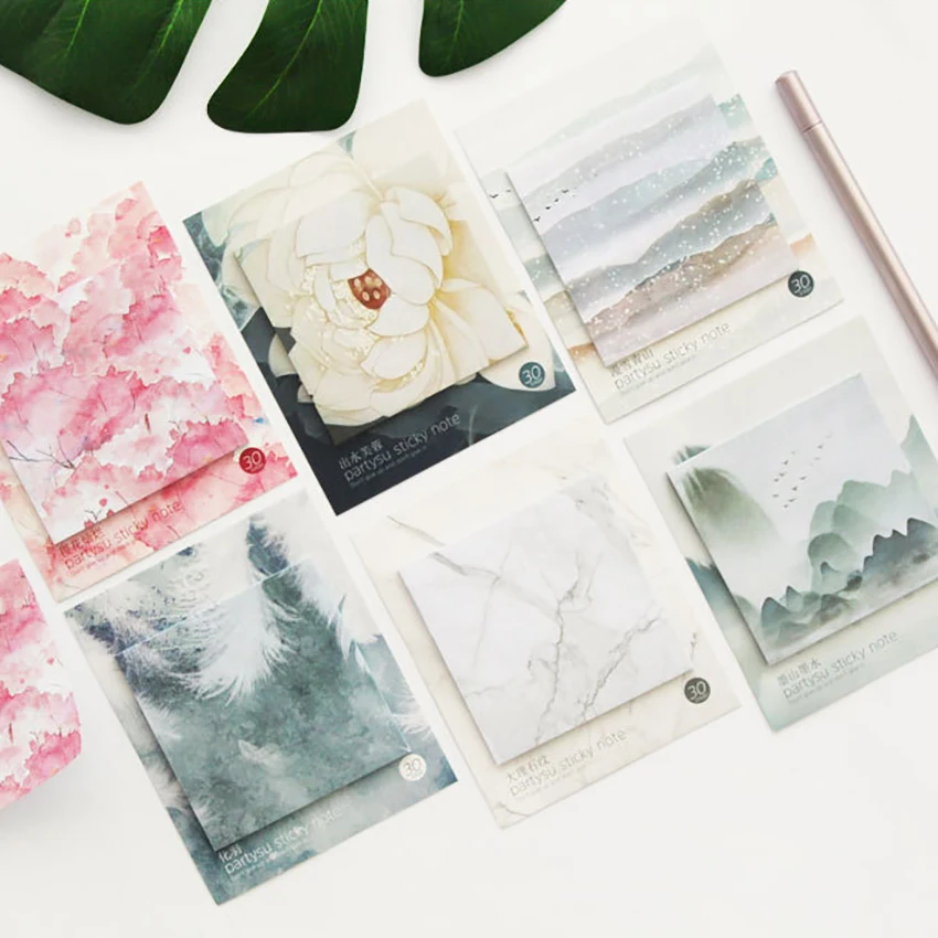 

Cute Flamingo Marble Memo Pad Sticky Notes Bookmark Post Students Planner Writting Stickers Stationery Office notes NEW