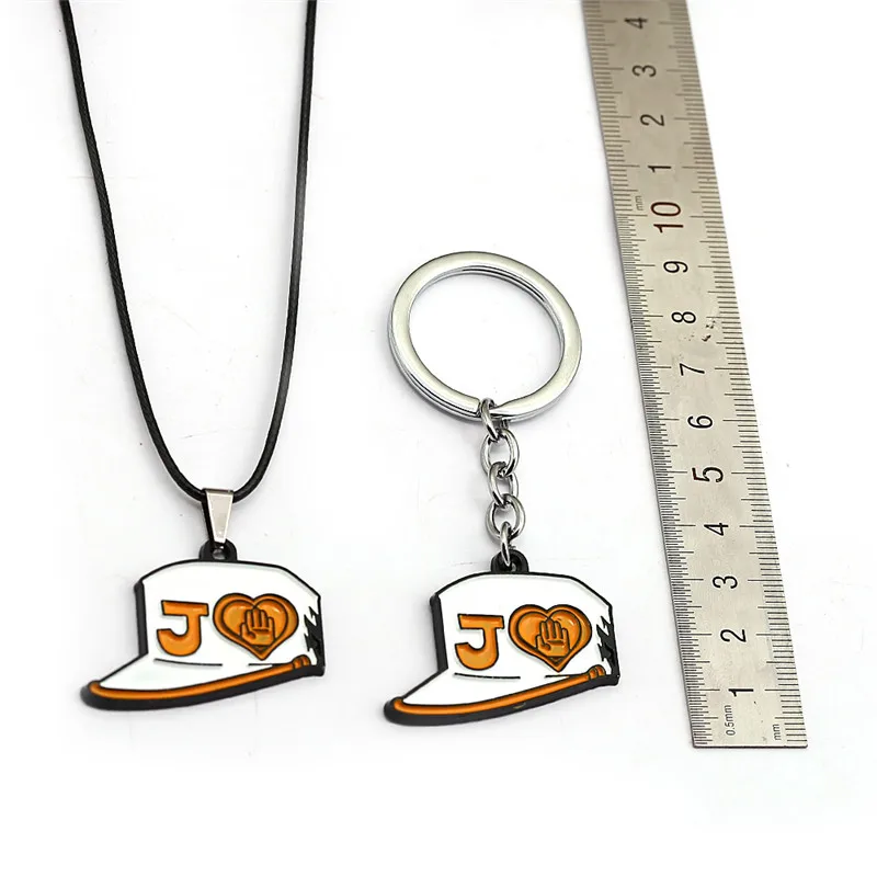 

New Anime JOJOS BIZARRE ADVENTURE Keychain Kujo Jotaro Hat DIO Key Chain Ring Metal Rape Chain Pendant Jewelry For Men Women