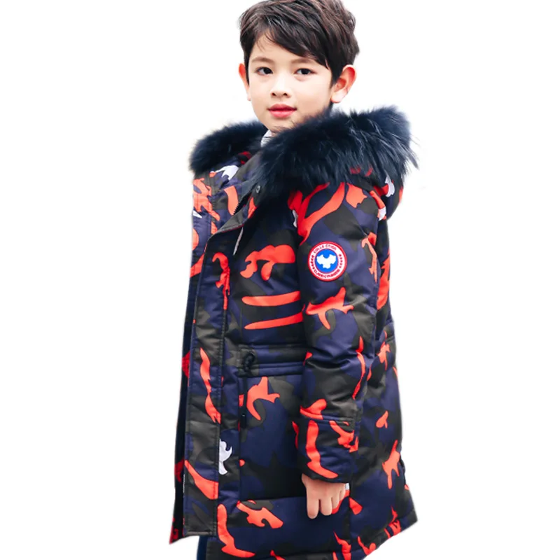 Детская зимняя утепленная куртка длинное пальто с капюшоном и натуральным мехом