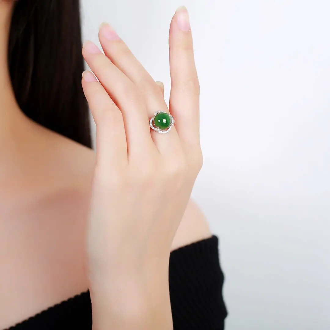 AndTianyu Jade 925 Чистое серебро женское живое нефритовое кольцо
