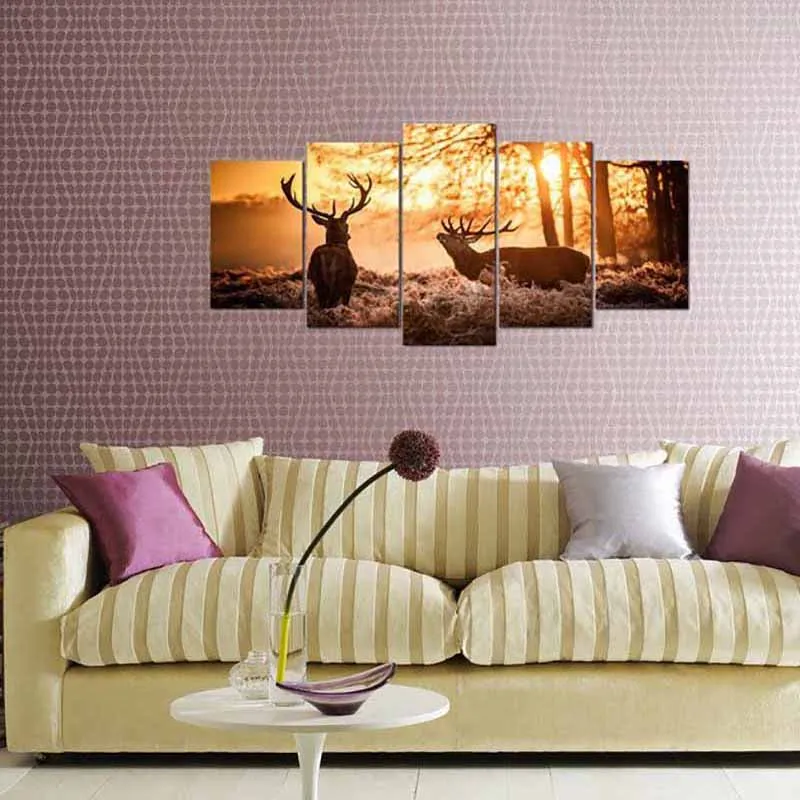 5D Золотой Лось пейзаж Алмазная вышивка живопись полный дрель круглый животного