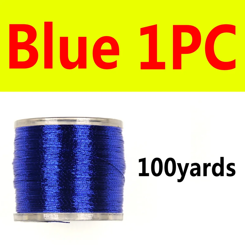 1pc blue 100 ярдов металлическая нить для обмотки удочек, ребристый крючок для ловли летучих мышей, для морской рыбалки - Цвет: 1pc blue
