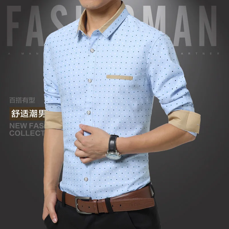 Мужские Рубашки С Воротником Длинным Рукавом 2017 Случайный Плюс Моды для Мужчин