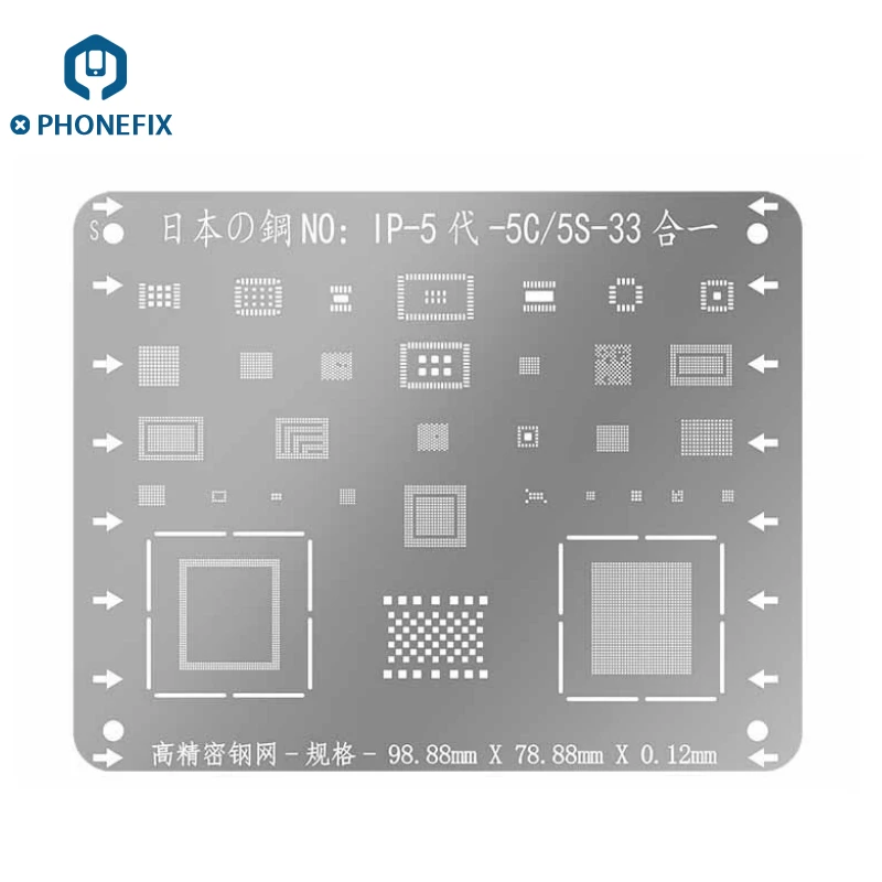 PHONEFIX Япония сталь WL BGA A5 A6 A7 A8 A9 cpu реболлинга трафареты BGA пайки инструмент для iPad 2/3/4 5 6 iPad Pro Mini 1 2 3 4