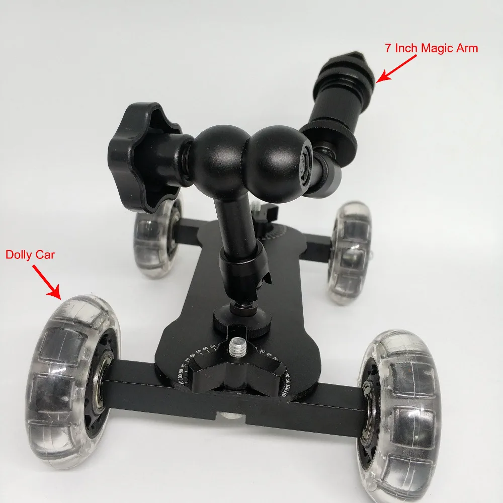 Kaliou Dolly Car + 7 ''Волшебная рукоятка настольная Мобильная роликовая видеокамера