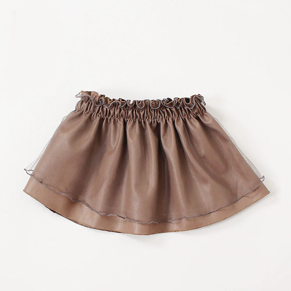 K06594Brown Welaken/детская одежда однотонные юбки из искусственной кожи для девочек модная одежда для детей ясельного возраста г. новые стильные мини-юбки для От 3 до 10 лет - Цвет: K06594Brown