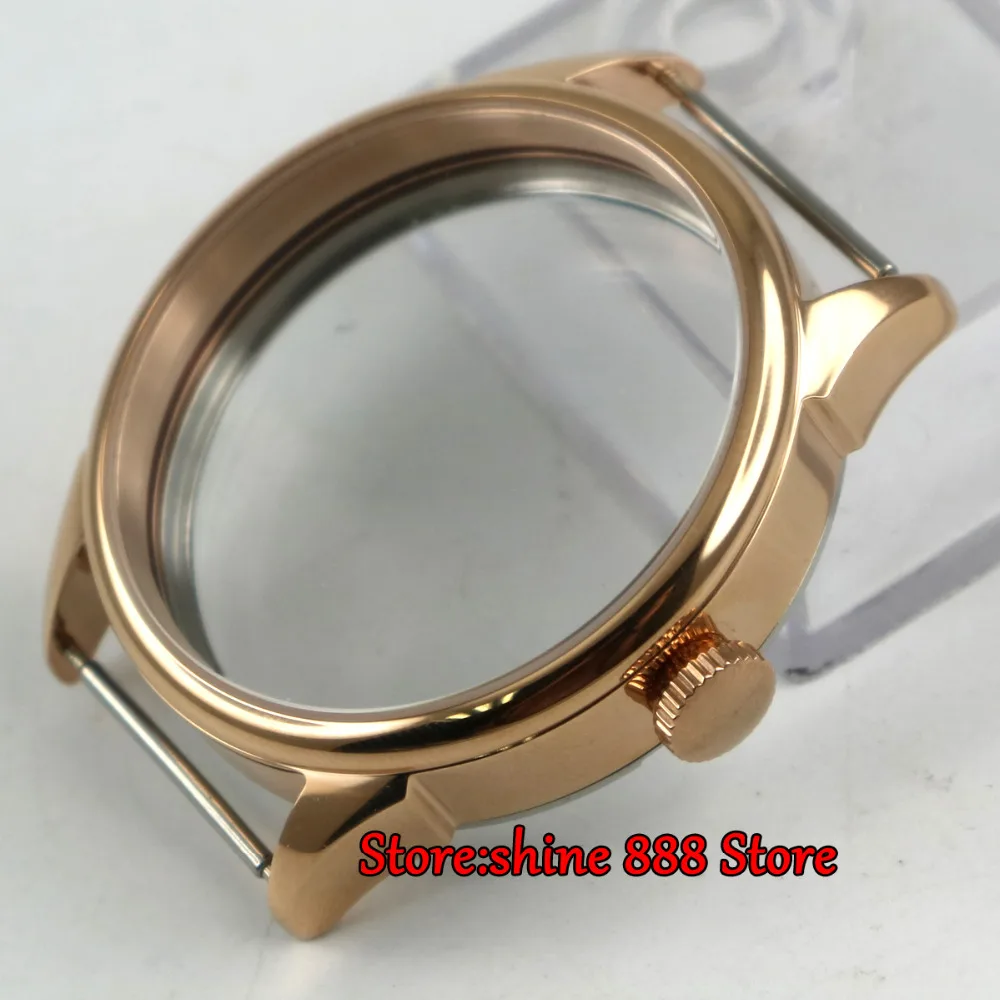 

42mm Watch 316L stainless steel rose golden CASE fit eat 6498 6497 movement C14