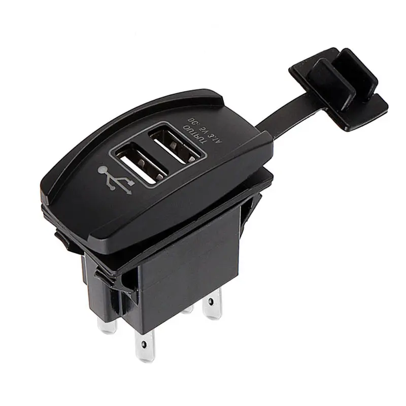 

Hot Dual USB Power Charger Carling ARB Rocker Switch LED Light Car Boat 12V 24V 3.1A JLD