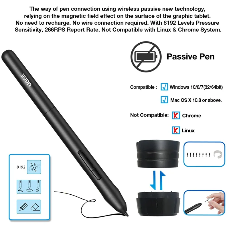 Ugee M708 цифровые графические планшеты для рисования 10*6 дюймов графический планшет