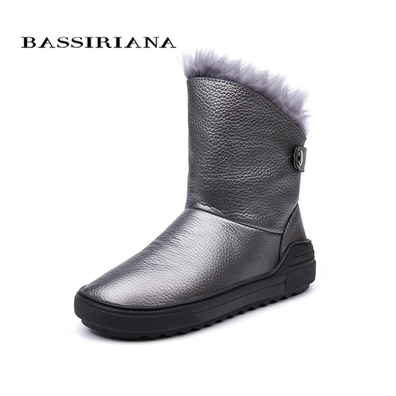BASSIRIANA/2018 новые зимние из натуральной кожи женские сапоги модные теплые черного