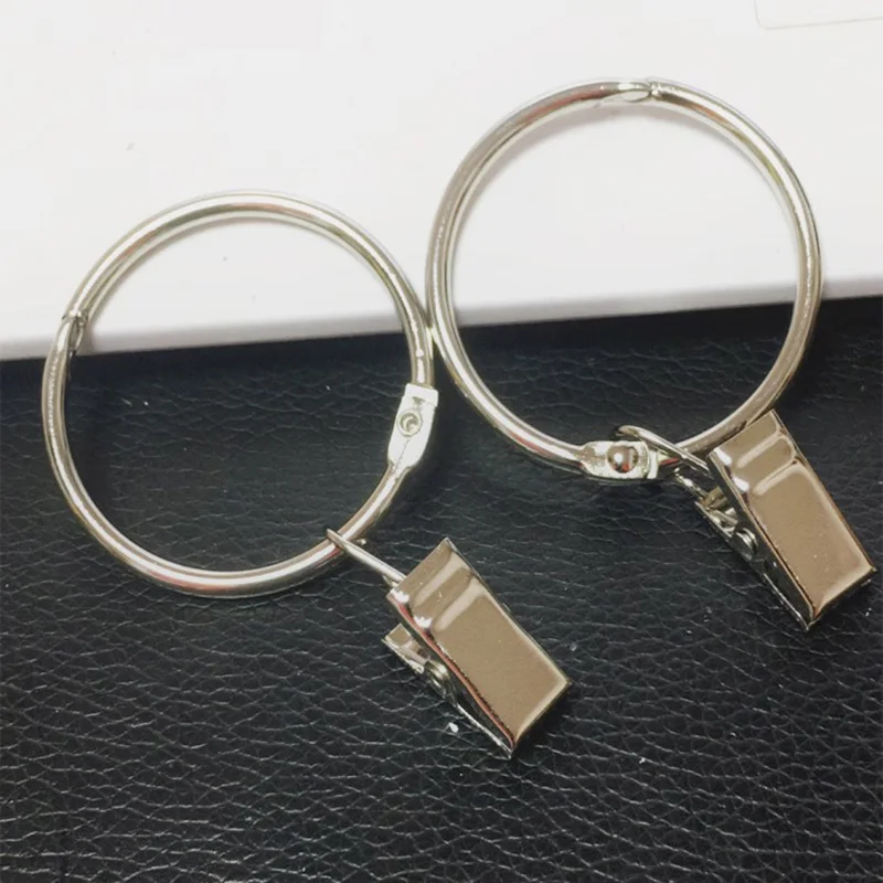 Curtains Accessories Sliver Ring Stainless Steel Drape Clips Hanging Curtain Rod Hook Clamps Drapery 100PCS /Lot | Дом и сад