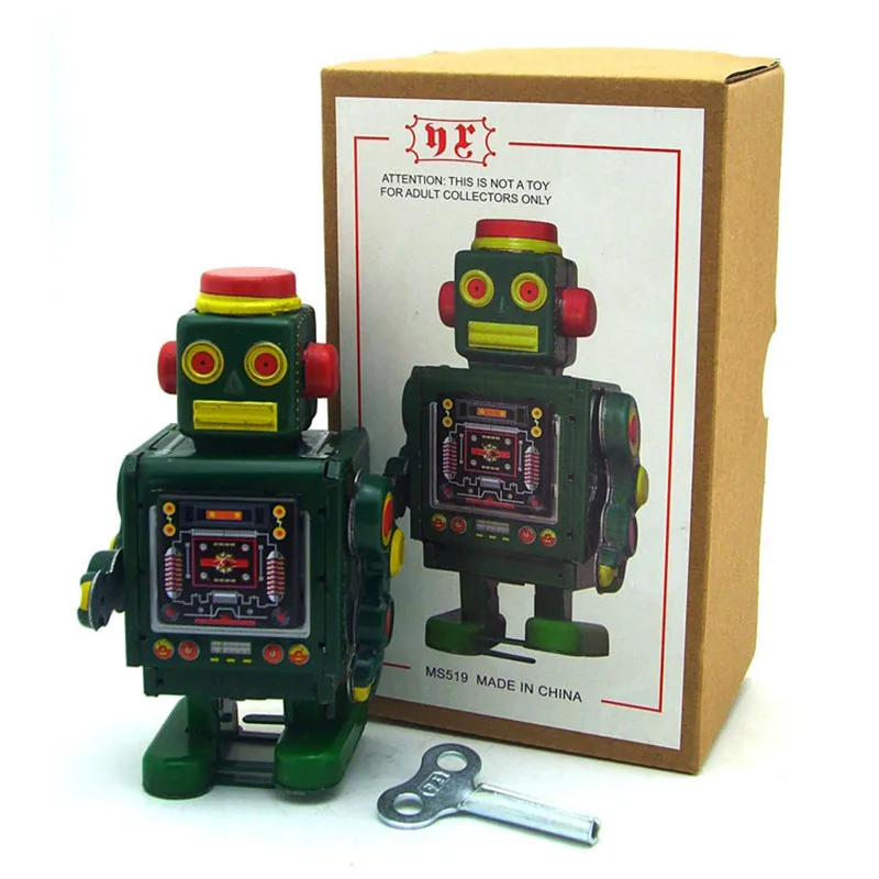 Винтажная ретро-модель робота 6x5x10 см, жестяная игрушка, классический Заводной Робот, коллекционная игрушка для взрослых детей, коллекционный подарок