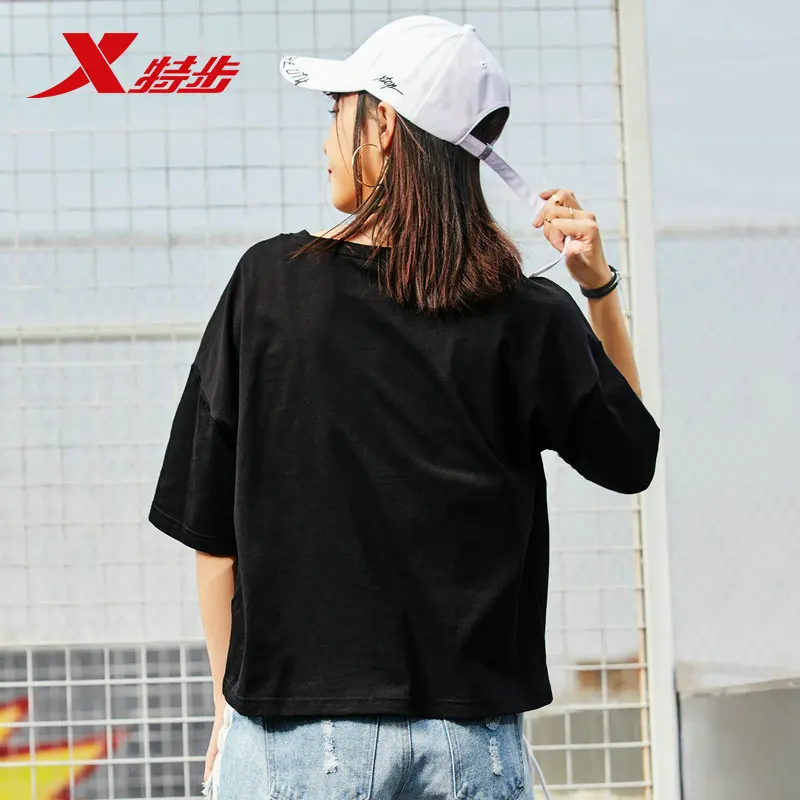 

Xtep Women Summer Casual Top Tees Women Summer Letter Prints T-Shirts Female Sports Cotton Short Sleeve T-Shirts 881228019309