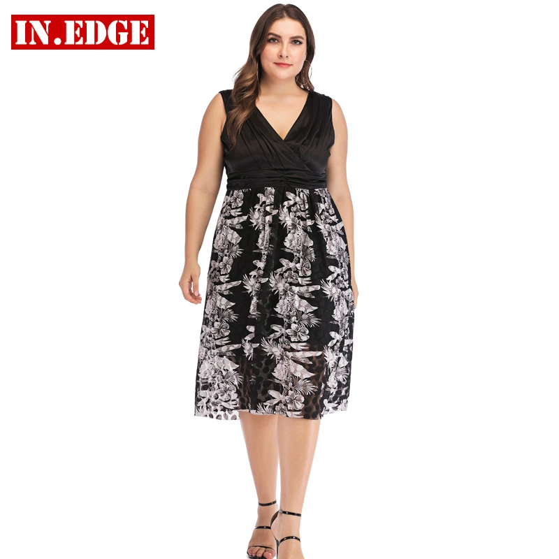 5XL лето плюс большие женские цветочные сексуальные платья Bodycon кружева лоскутное