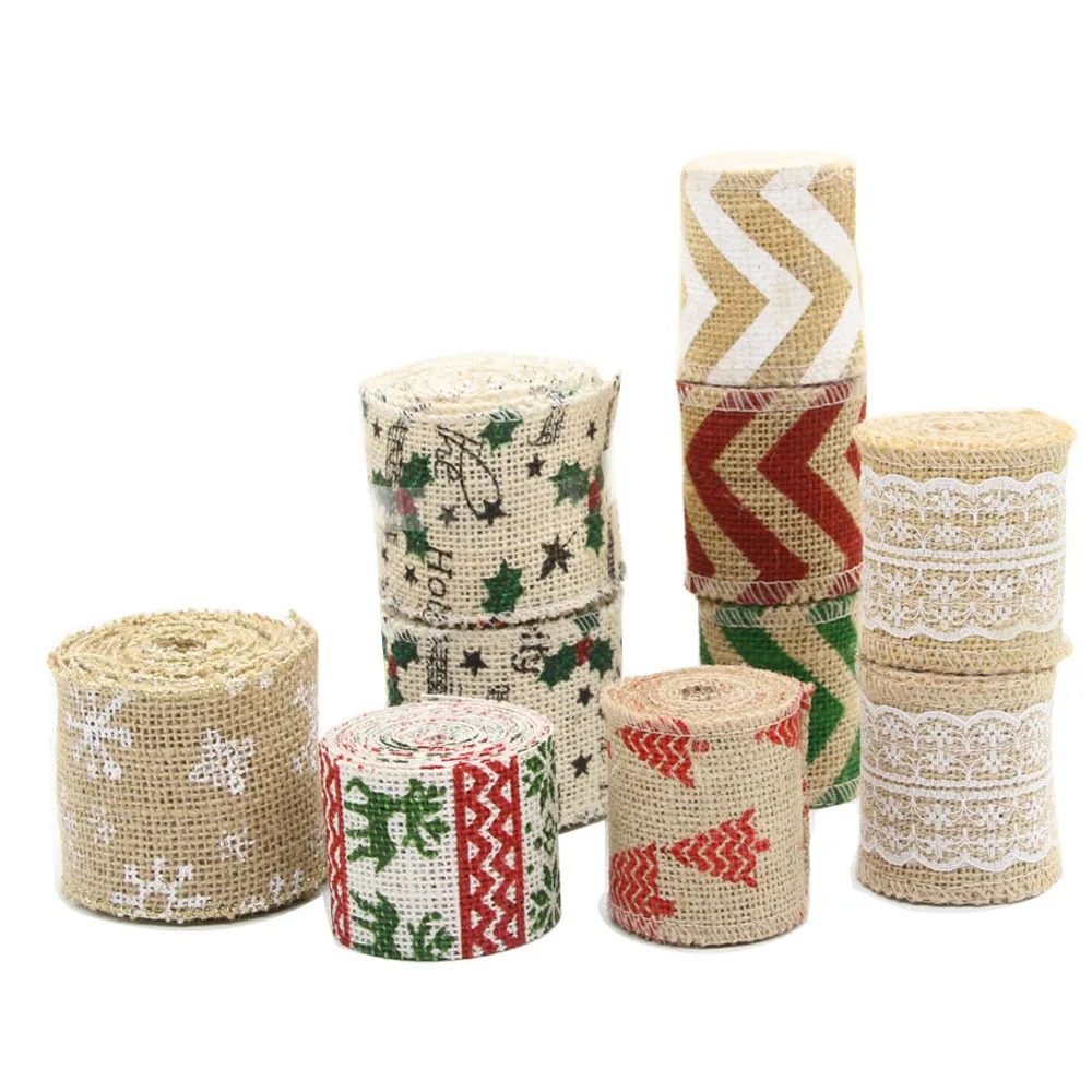 Мешковины кружевная бейка полосы Rusticity Свадебный декор DIY Craft Roll белый висит украшения Рождество дерево enfeites натальные