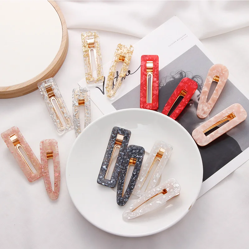 Заколки для волос 1 пара модные женские милые прямоугольные из ацетата с каплями