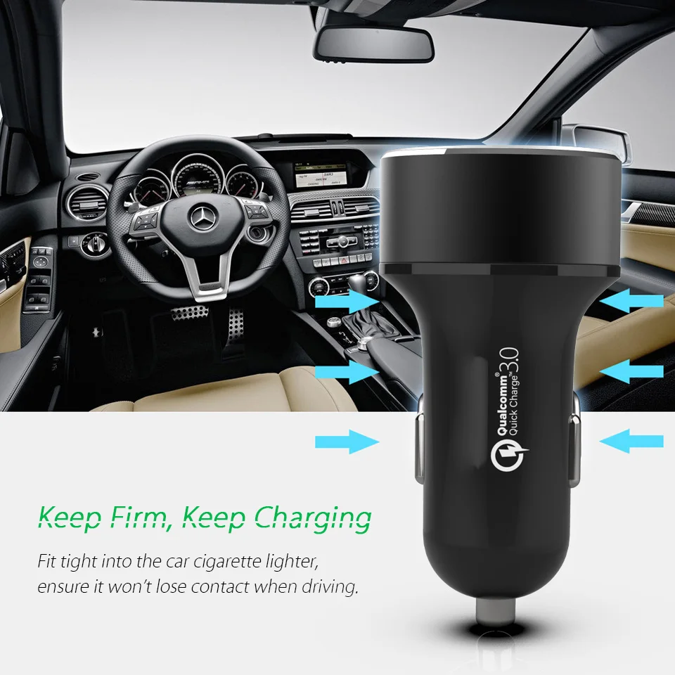 QC3.0 быстрое автомобильное зарядное устройство с двумя usb-портами светодиодный дисплей Быстрая зарядка 3,0 Автомобильное зарядное устройство для мобильного телефона автомобильное зарядное устройство для samsung huawei Xiaomi LG