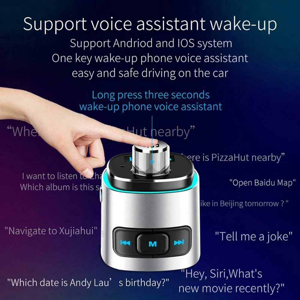 QC3.0 Bluetooth 4,2 автомобильный комплект громкой связи FM автомобильное зарядное устройство двойной USB зарядное устройство AUX для iPhone зарядное устройство Автомобильный MP3 аудио плеер Автомобильный комплект FM