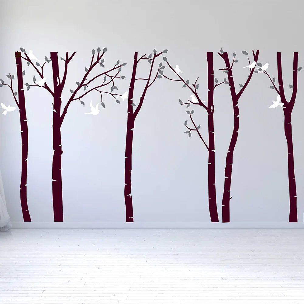 Березовое дерево настенные Стикеры для гостиной лес наклейки виниловые