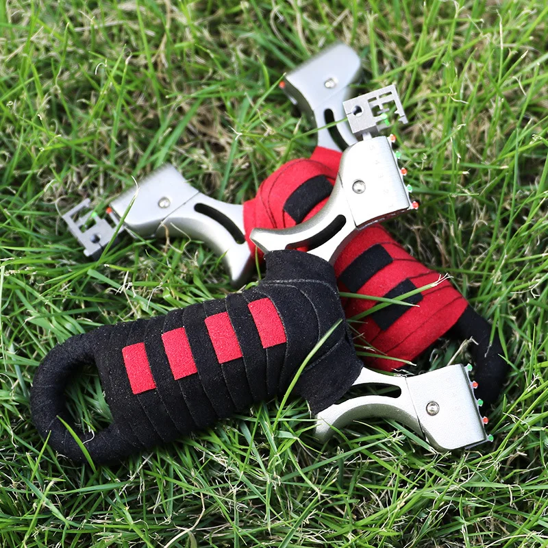 

Stainless steel Hunting Slingshot Catapult with Flat rubber Band Outdoor Shooting Powerful Handheld Bow New 2018