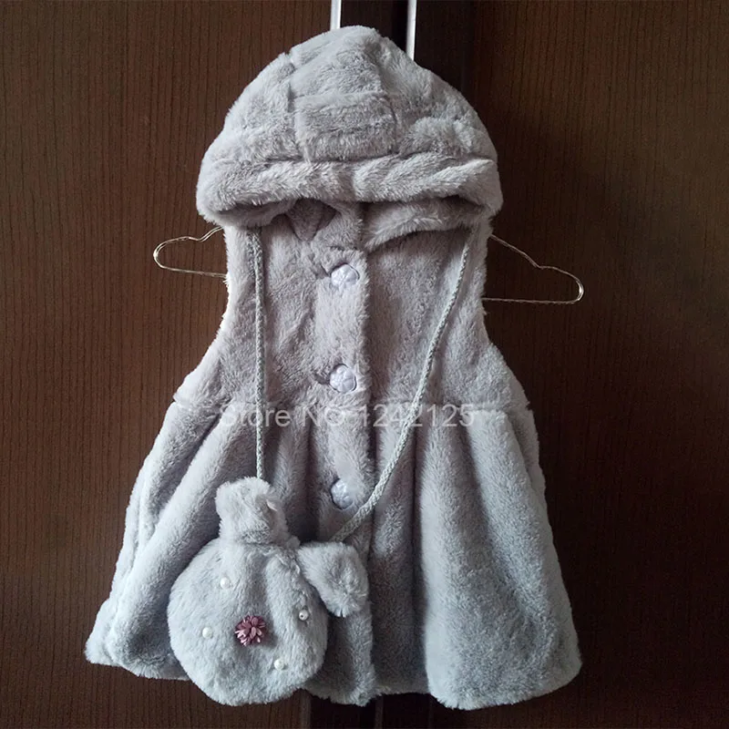 Новый весна осень для девочек Дети искусственного жилет с капюшоном малышей