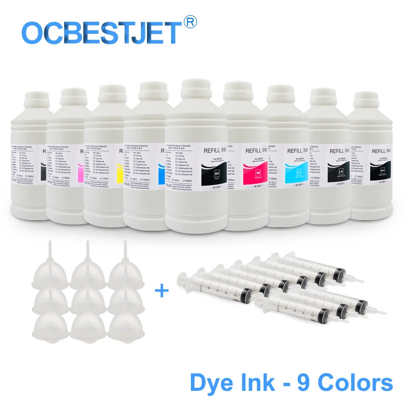 

9x1000ML Universal Dye Ink Refill Ink Kit For Epson SureColor P600 P800 P6000 P7000 P8000 P9000 Stylus Pro 7890 9890 3800 3880